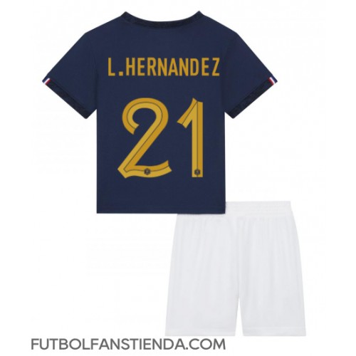 Francia Lucas Hernandez #21 Primera Equipación Niños Mundial 2022 Manga Corta (+ Pantalones cortos)
